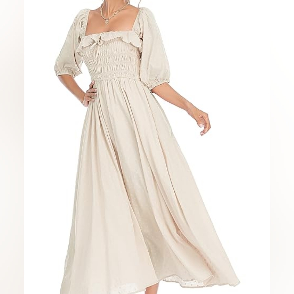 💐 Dreamy Cottagecore 100% Cotton Dress in Maxi Length Full Skirt | Size S ✨️